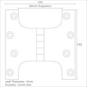 #06 Simonswerk P0550 4" (102mm) Solid Brass Parliament Projection Hinge