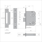 #04  3" (76mm) Imperial G8020/G8021 Mortice Bathroom Lock for Lever Door Handles