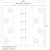 #08 Simonswerk P1260 4" (104mm) Solid Brass DPBW Projection Hinge