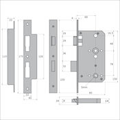 #06 85mm Euro DIN Style Mortice Bathroom Lock for Lever Door Handles