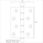 #11 Simonswerk 1450 4" (100mm) Solid Brass Finial Butt Hinge DPBW