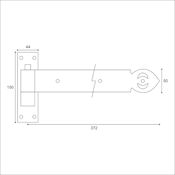 #03 Kirkpatrick 810 16" (394mm) Black Iron Cranked Hook & Band Strap Hinge