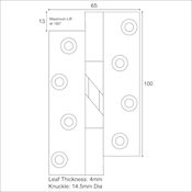 #02 Simonswerk 1840 4" (100mm) Solid Brass Rising Butt Hinge