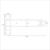 #05 Kirkpatrick 810 26" (660mm) Black Iron Cranked Hook & Band Strap Hinge