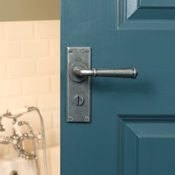 #19 - Chateau Lever Door Handle on Bathroom Privacy Lock Backplate