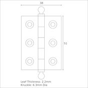 #08 Simonswerk 0305 2" (51mm) Solid Brass Cabinet Finial Hinge