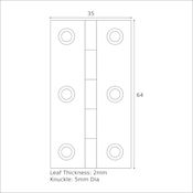 #10 2.5" (64mm) Solid Brass Cabinet Hinge