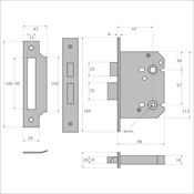 #01 2.5" (66mm) Mortice Bathroom Lock for Lever Door Handles