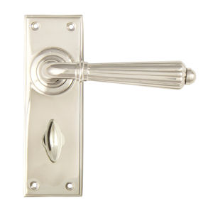 #20 - Palladio Lever Door Handle on Bathroom Privacy Lock Backplate
