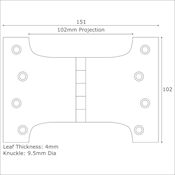 #12 6" (151mm) Solid Brass Parliament Projection Hinge