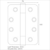 #13 4" (102mm) Stainless Steel Concealed Bearing Fire Door Hinge