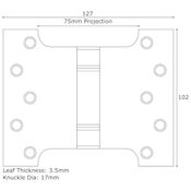 #10 5" (127mm) Stainless Steel Parliament Projection Hinge
