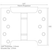 #11 5" (127mm) Stainless Steel Parliament Projection Hinge