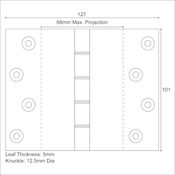 #12 Simonswerk P1262 5" (127mm) Solid Brass DPBW Projection Hinge