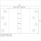 #16 Simonswerk P1264 6" (152mm) Solid Brass DPBW Projection Hinge