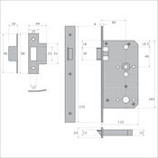 #15 110mm Imperial B0472 Euro DIN Style Mortice Latch for Lever Door Handles