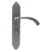 #20 - Gothic Curved Lever Door Handle on Bathroom Privacy Lock Backplate