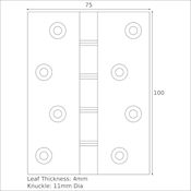 #09 Simonswerk 1250 4" (100mm) Solid Brass Butt Hinge DPBW