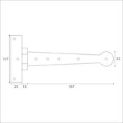 #09 9" (225mm) Penny End T (Tee) Strap Hinge