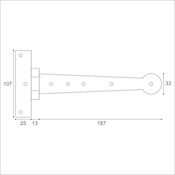 #09 9" (225mm) Hand Forged Penny End T (Tee) Strap Hinge
