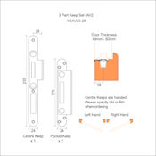 #06 3 Part Centre Strike & Keep Set for AV2 Auto-Locks 28mm
