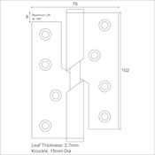 #01 4" (102mm) Stainless Steel Rising Butt Hinge