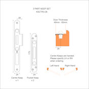 #02 3 Part Standard Centre Strike & Keep Set 28mm
