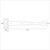 #04 Kirkpatrick 3679 18" (457mm) Black Iron T (Tee) Strap Hinge