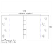 #17 Simonswerk P1266 8" (202mm) Solid Brass DPBW Projection Hinge