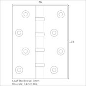 #13 4" (102mm) Solid Brass Ball Race Bearing Butt Hinge