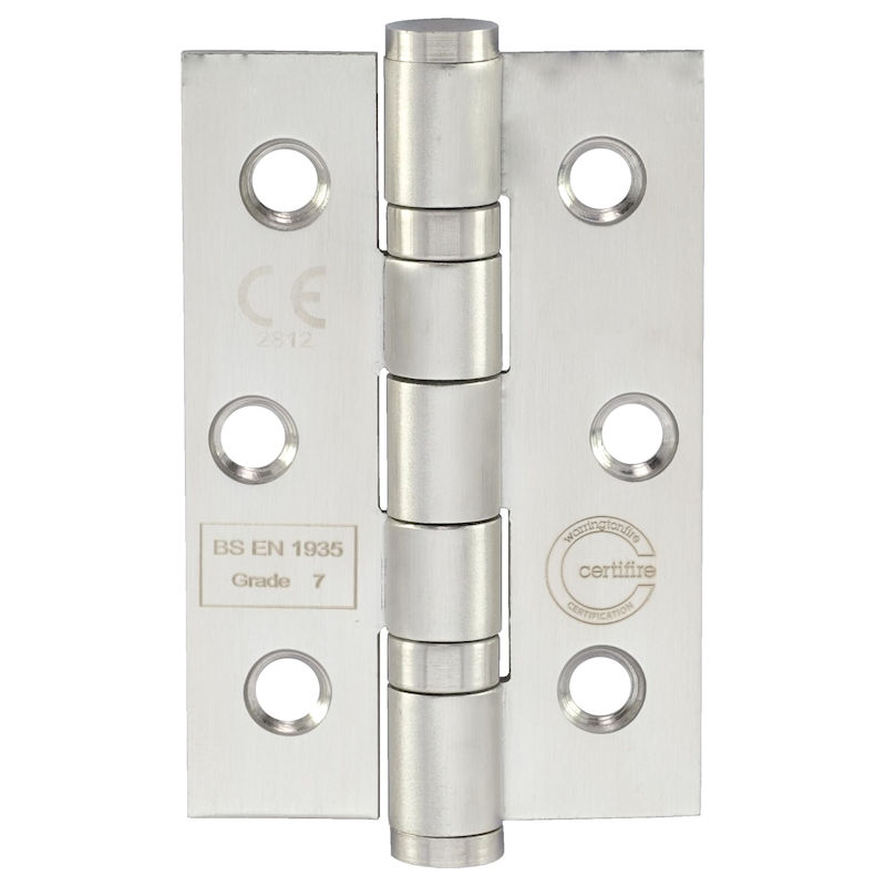 3" (76mm) Stainless Steel Ball Race Bearing Fire Door Hinge Satin