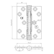 #08 4" (102mm) Marine Grade Stainless Steel High Performance Fire Door Hinge
