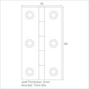 #12 2.5" (64mm) Solid Bronze Cabinet Hinge