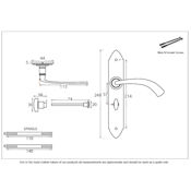 #20 - Gothic Curved Lever Door Handle on Bathroom Privacy Lock Backplate