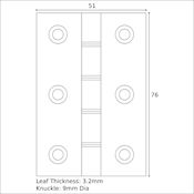 #02 3" (76mm) Solid Brass Butt Hinge DPBW